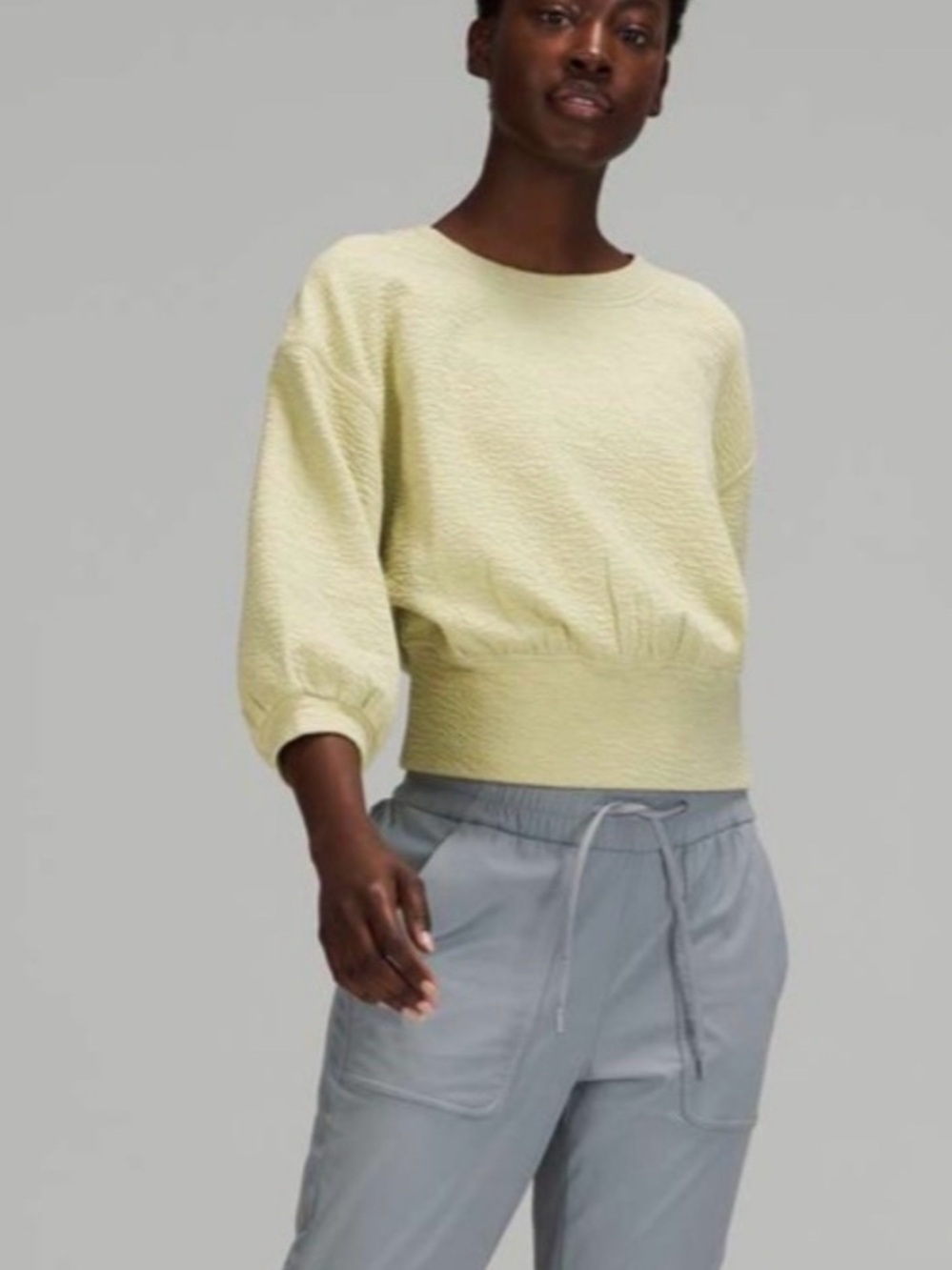 Lululemon Light Yellow Textured Pullover Top